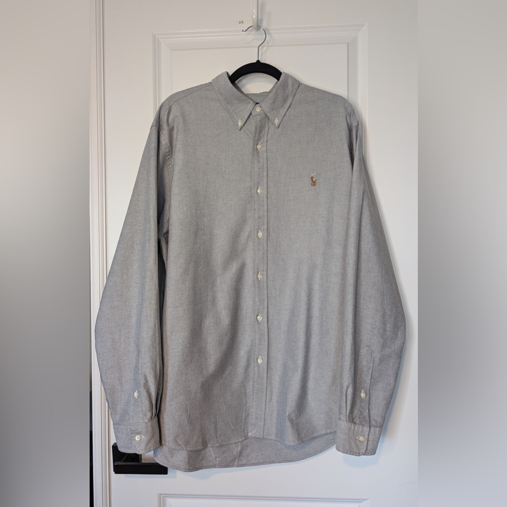 Ralph Lauren Men’s Classic Fit Button Down Shirt Gray Size XXL